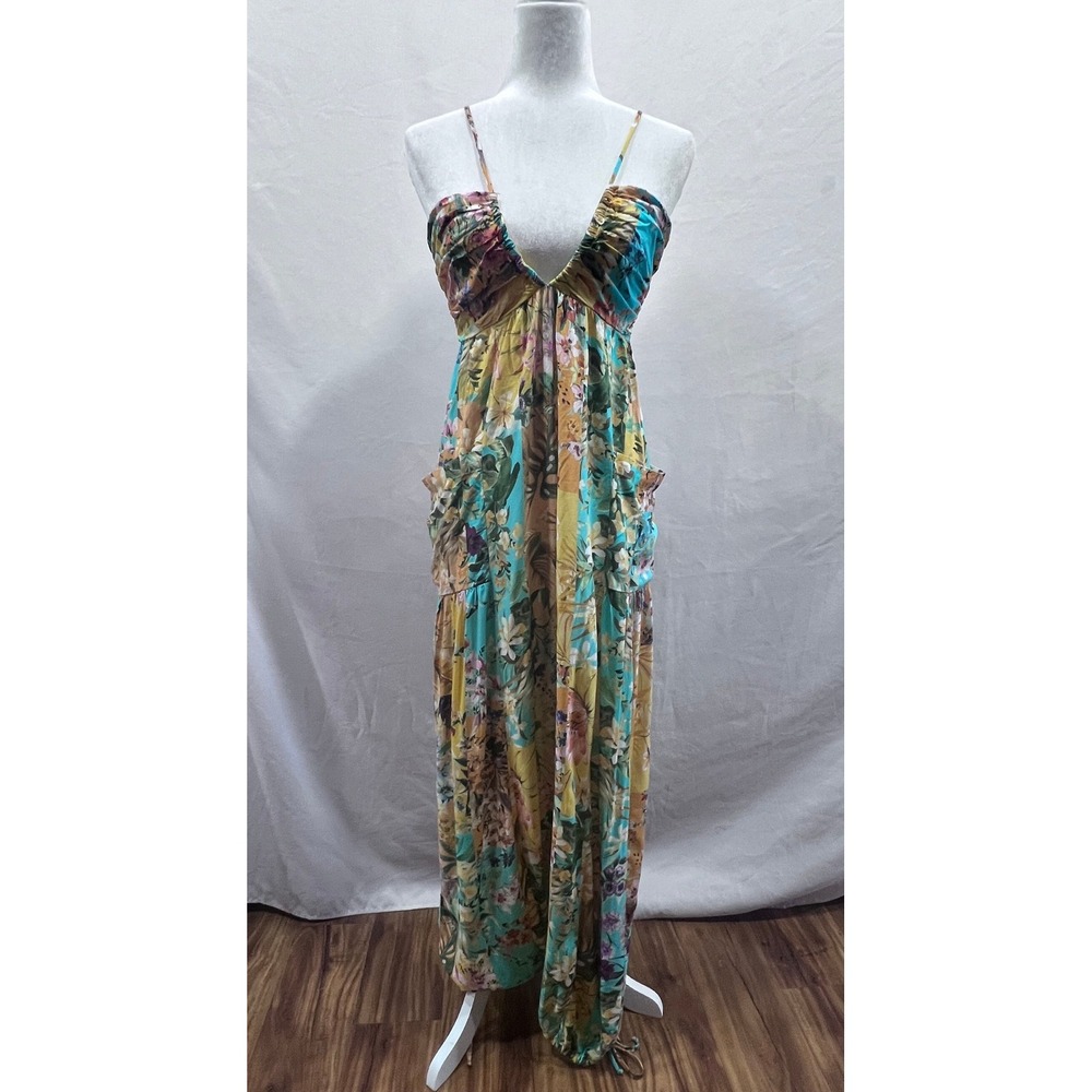 J&B Jeans & Blouses Floral‎ Genie Jumpsuit Small Tropical Boho V-Neck Pockets